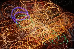 Trail lines background. Traffic bright lamps tracks. Road light traces. photo