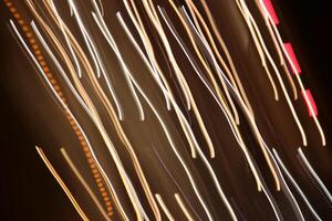 Road light traces. Trail lines background. Traffic bright lamps tracks. photo