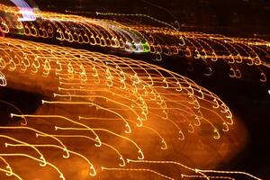 Road light traces. Trail lines background. Traffic bright lamps tracks. photo