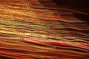 Road light traces. Trail lines background. Traffic bright lamps tracks. photo
