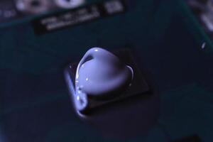 Thermal paste on the processor microchip. photo