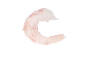 Isolated boiled peeled shrimp meat. Prawn seafood snack. photo