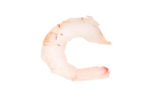 Isolated boiled peeled shrimp meat. Prawn seafood snack. photo
