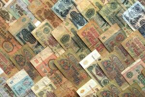 Russian cash filling background. Rubles wealth financial backdrop. Earning pattern. Money banknotes texture. photo