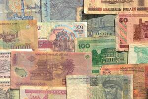 Earning pattern. Money banknotes texture. Cash filling background. Wealth financial backdrop. photo