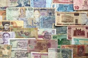 Cash filling background. Wealth financial backdrop. Earning pattern. Money banknotes texture. photo