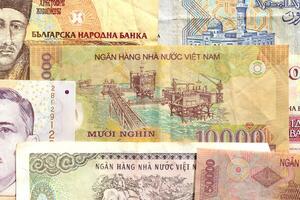 Money banknotes texture. Cash filling background. Wealth financial backdrop. Earning pattern. photo