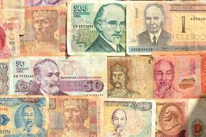 Earning pattern. Money banknotes texture. Cash filling background. Wealth financial backdrop. photo