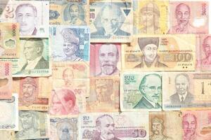 Cash filling background. Wealth financial backdrop. Earning pattern. Money banknotes texture. photo