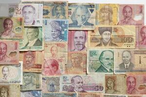 Money banknotes texture. Cash filling background. Wealth financial backdrop. Earning pattern. photo