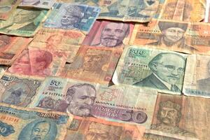 Wealth financial backdrop. Earning pattern. Money banknotes texture. Cash filling background. photo