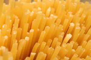 Macaroni backdrop. Pasta filling background. Spaghetti texture. photo