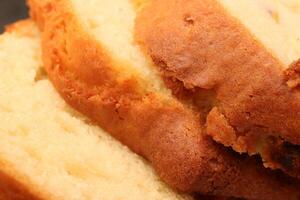 Sweet fresh cake slices. Macro closeup. photo