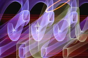 Night city rays glow background. Night exposure zoom traces backdrop. Light lines leaks exposition texture. photo
