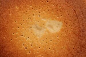 Baked sweet and warm pancake surface texture breakfast. Macro closeup. photo