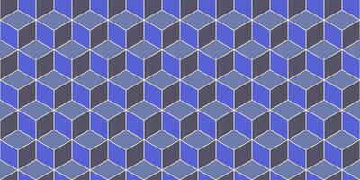 Blue Indigo Seamless Cube Pattern Background. Isometric Blocks Texture. Geometric 3d Mosaic Backdrop. photo