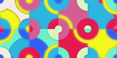 Circle Quarters Backgrounds. Seamless Bright Angles Textures. Abstract Colored Curves Patterns. photo