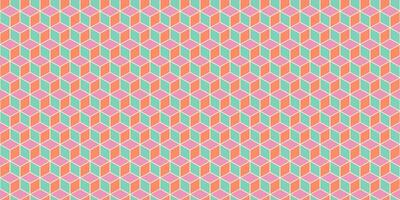 Pink Peach Pistachio Seamless Cube Pattern Background. Isometric Blocks Texture. Geometric 3d Mosaic Backdrop. photo