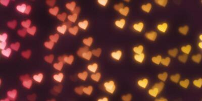 Warm Heart Shapes Bokeh Background. Abstract Figure Night Lights Texture. Abstract Glowing Forms Backdrop. photo
