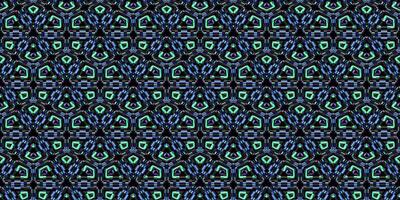 Blue Seamless Symmetrical Geometry Pattern. Mosaic Graphic Ornament Background. Abstract Fractal Surface Texture. photo