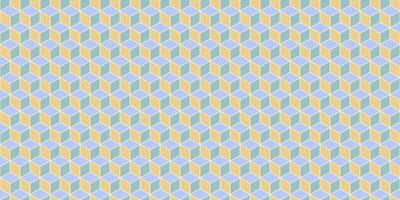 Yellow Sky Blue Seamless Cube Pattern Background. Isometric Blocks Texture. Geometric 3d Mosaic Backdrop. photo