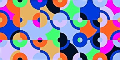 Circle Quarters Backgrounds. Seamless Bright Angles Textures. Abstract Colored Curves Patterns. photo
