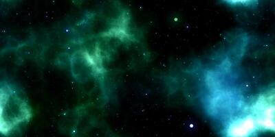 Green Clouds on Night Sky Galaxy Background. Abstract Cosmos Infinity Texture. 3D Rendering. 3D Illustration. photo