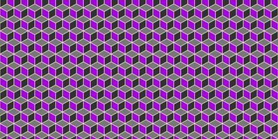 Purple Gray Seamless Cube Pattern Background. Isometric Blocks Texture. Geometric 3d Mosaic Backdrop. photo