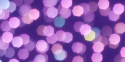 Lilac Heptagon Shapes Bokeh Background. Abstract Figure Night Lights Texture. Abstract Glowing Forms Backdrop. photo