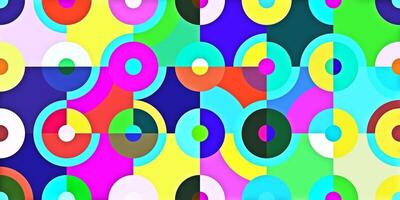 Circle Quarters Backgrounds. Seamless Bright Angles Textures. Abstract Colored Curves Patterns. photo