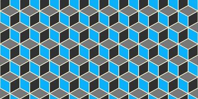 Blue Grey Seamless Cube Pattern Background. Isometric Blocks Texture. Geometric 3d Mosaic Backdrop. photo