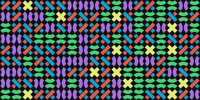 Colored Seamless Swirl Line Pieces on Black Background. Modern Stripe Pathway Texture. Labyrinth Line Backdrop. photo