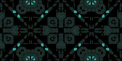 Dark Green Seamless Techno Lines Pattern. Futuristic Geometry Background. Laser Technical Design Texture. photo