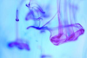 Colored Ink Drops in Water. Ambient Background. photo
