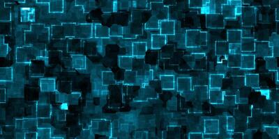 Blue seamless Cyber Glow Neon Squares Pattern Background Texture. photo