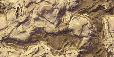 Beige ground hills field landform from above view backdrop. Landscape topography top view texture. 3D geography mountain district map atop background. photo