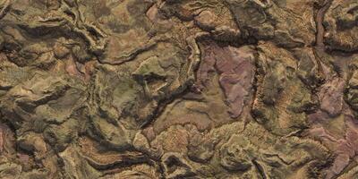 Brown ground 3D geography mountain district map atop background. Hills field landform from above view backdrop. Landscape topography top view texture. photo