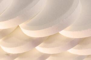 White Wool Knitting Texture. Horizontal Along Weaving Crochet Detailed Rows. Sweater Textile Background. Macro Closeup. photo