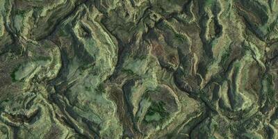 3D geography mountain district map atop background. Hills field landform from above view backdrop. Landscape topography top view texture. photo