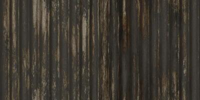 Rustic dark corrugated metal texture. Crimp fence background. Ribbed metallic surface. Wavy iron wall pattern. Fluted metal fencing backdrop. photo