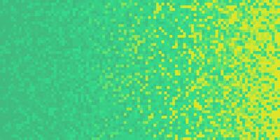 Turquoise Yellow Pixilated Gradient Background. Mosaic Pixel Art Texture. Horizontal Pixel Gradient Backdrop. photo