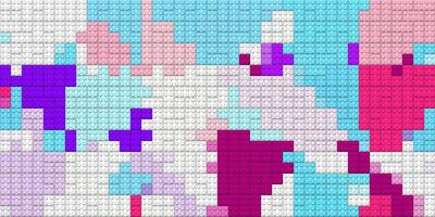 Blue violet pink happy creative child puzzle surface design. Plastic building blocks background. Toy bricks texture. Colored plastic pieces backdrop. Colorful brick block toys pattern. Like Lego. photo