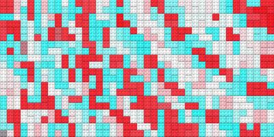 Blue red white happy creative child puzzle surface design. Plastic building blocks background. Toy bricks texture. Colored plastic pieces backdrop. Colorful brick block toys pattern. Like Lego. photo