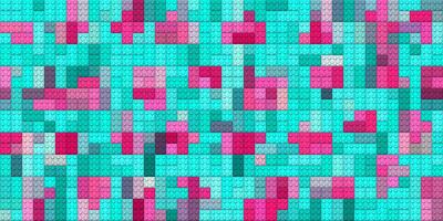 Turquoise pink plastic building blocks background. Toy bricks texture. Colored plastic pieces backdrop. Colorful brick block toys pattern. Happy creative child puzzle surface design. Like Lego. photo