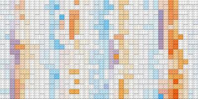 White orange blue colorful brick block toys pattern. Happy creative child puzzle surface design. Plastic building blocks background. Toy bricks texture. Colored plastic pieces backdrop. Like Lego. photo