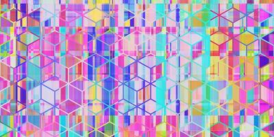 Colored Cube Abstract Grunge Pattern. Distortion Screen Texture. Colorful Noise Background. Glitch Art Backdrop. Distorted Geometric Surface. photo