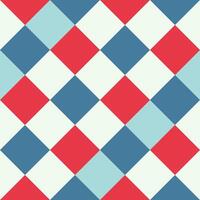 Red Blue White Large Diagonal Seamless French Checkered Pattern. Inclined Big Colorful Fabric Check Pattern Background. 45 degrees Classic Checker Pattern Design Texture. photo