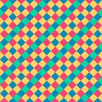 Pink Yellow Green Blue Seamless Diagonal French Checkered Pattern. Inclined Colorful Fabric Check Pattern Background. 45 degrees Classic Checker Pattern Design Texture. photo
