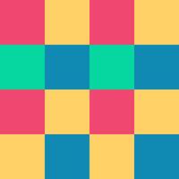 Pink Yellow Green Blue Large Seamless French Checkered Pattern. Big Colorful Fabric Check Pattern Background. Classic Checker Pattern Design Texture. photo
