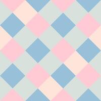 Pink Gray Peach Blue Large Diagonal Seamless French Checkered Pattern. Big Inclined Colorful Fabric Check Pattern Background. 45 degrees Classic Checker Pattern Design Texture. photo